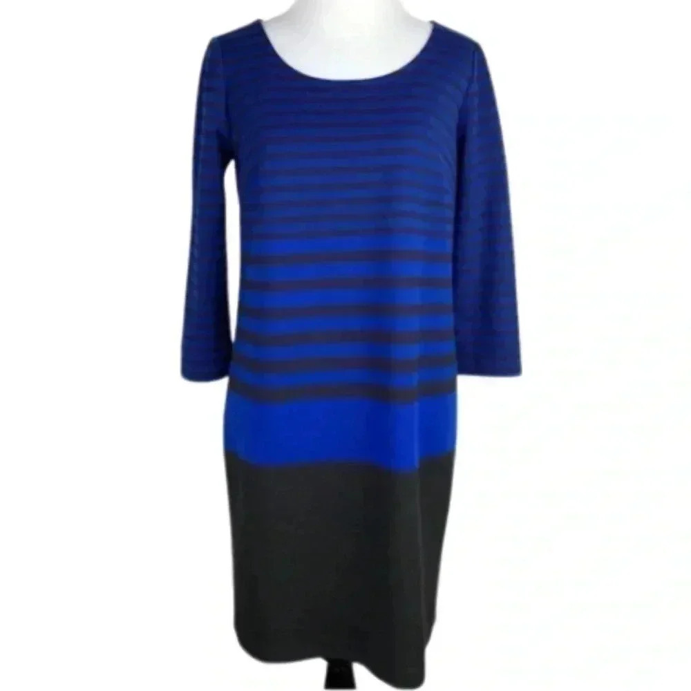 Ann Taylor dress size SP black blue striped pencil